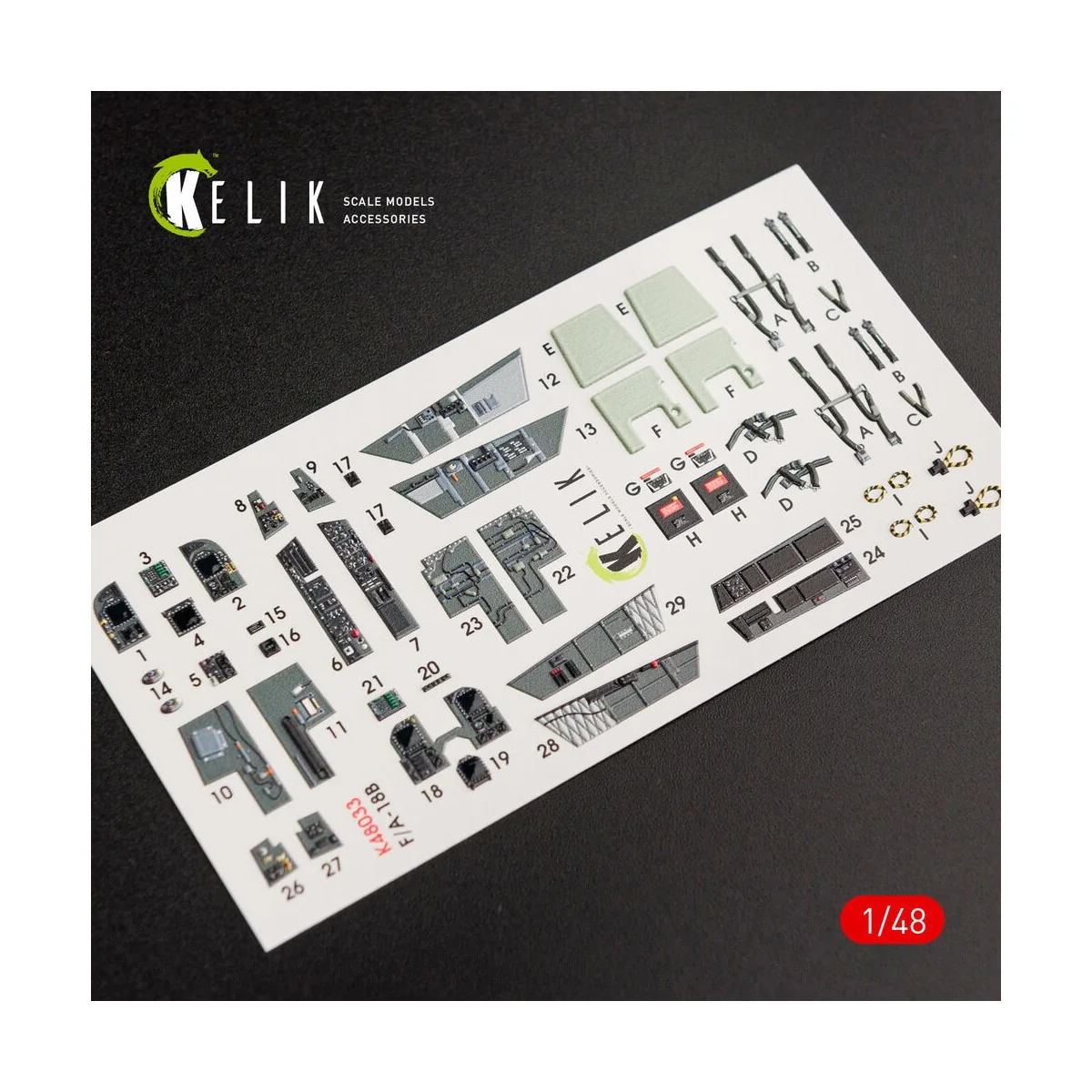 F/A-18B Hornet interior 3D decals for Kinetic kit, 1/48 - Kelik K48033
