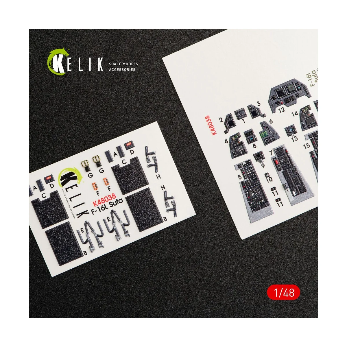 F-16I Sufa interior 3D decals for Kinetic kit, 1/48 - Kelik K48038