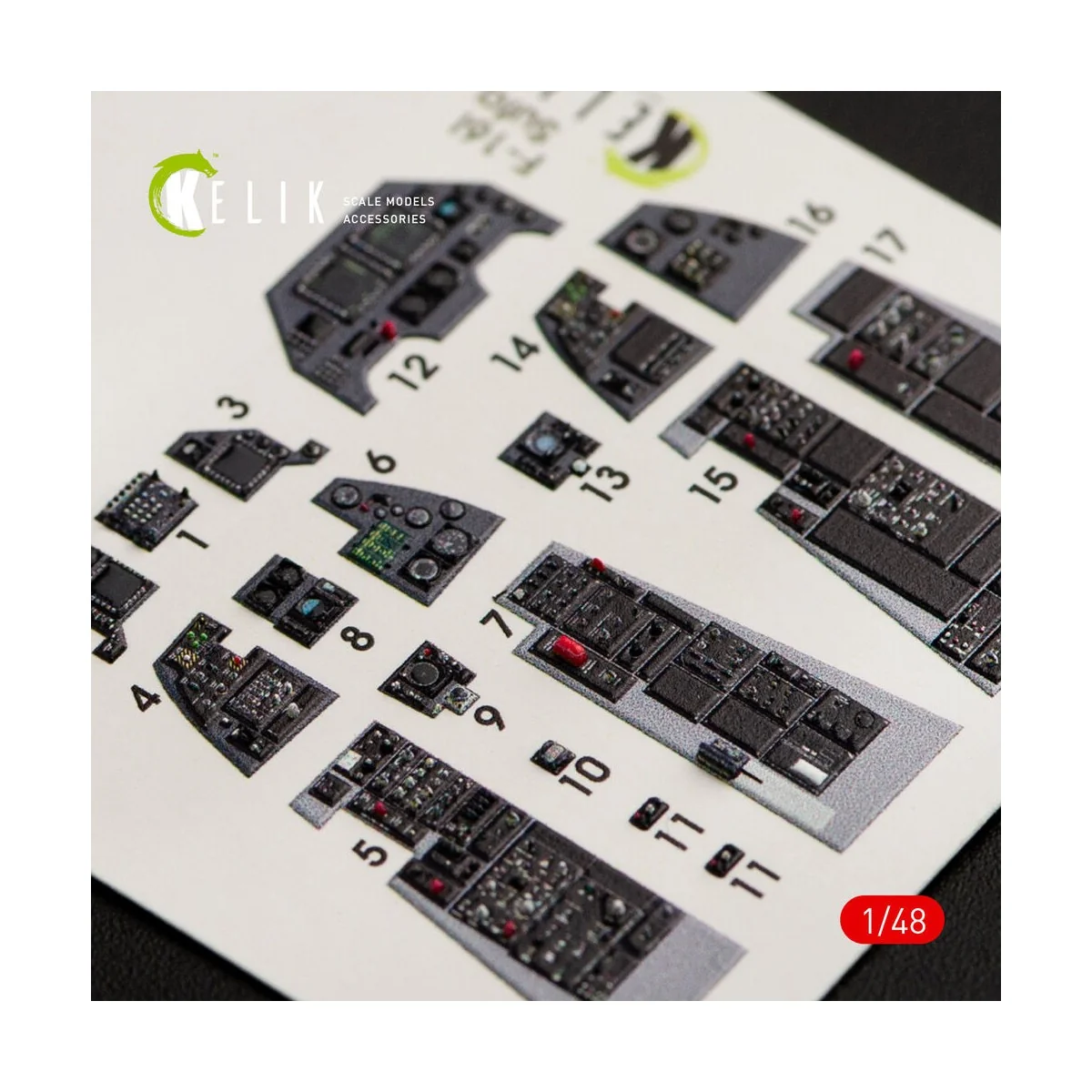 F-16I Sufa interior 3D decals for Kinetic kit, 1/48 - Kelik K48038