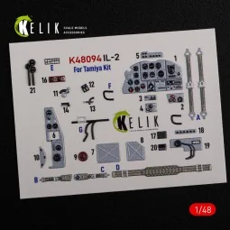 IL-2 Shturmovik interior 3D decals for Tamiya kit, 1/48 - Kelik K48094