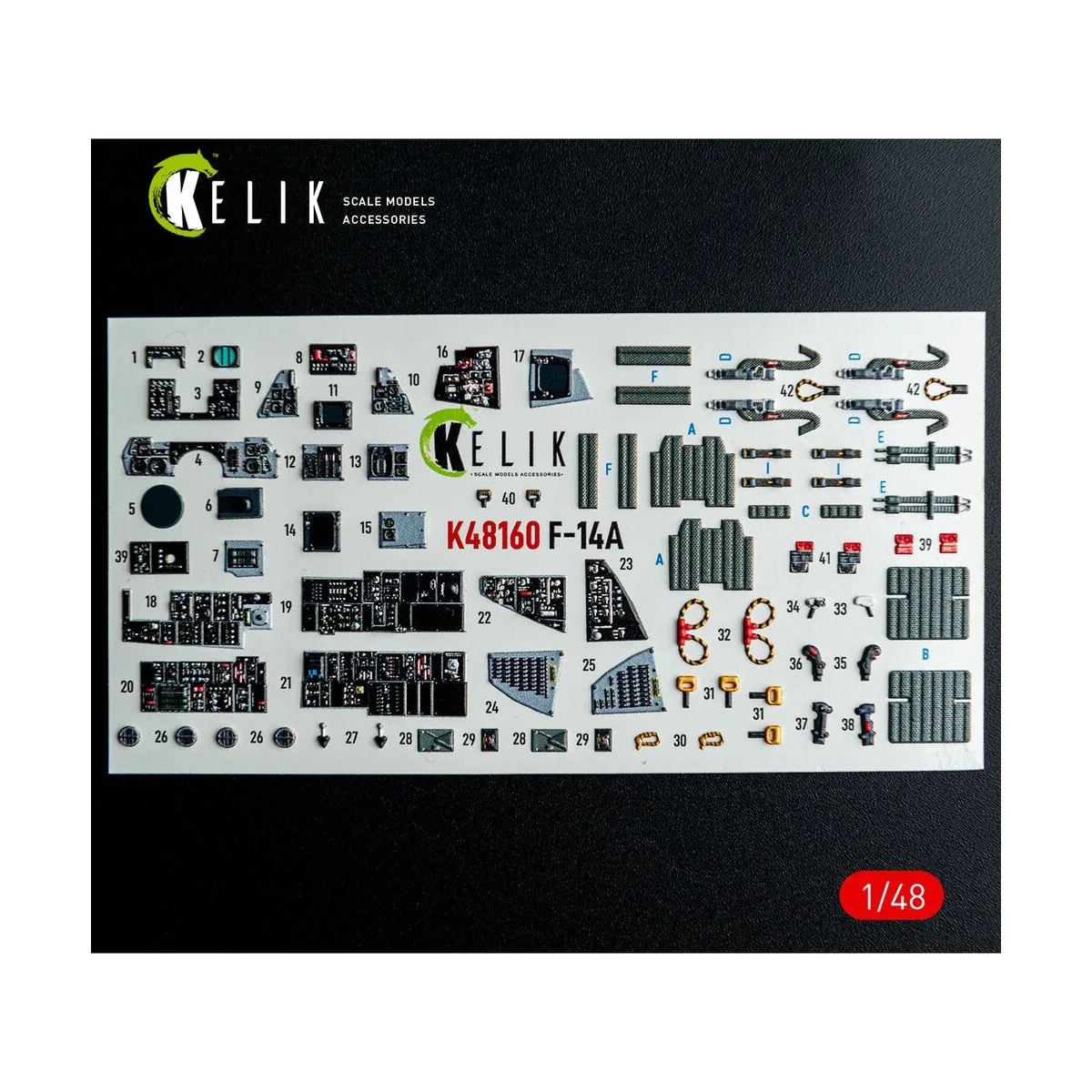 F-14A - interior 3D decals for Hasegawa kit, 1/48 - Kelik K48160