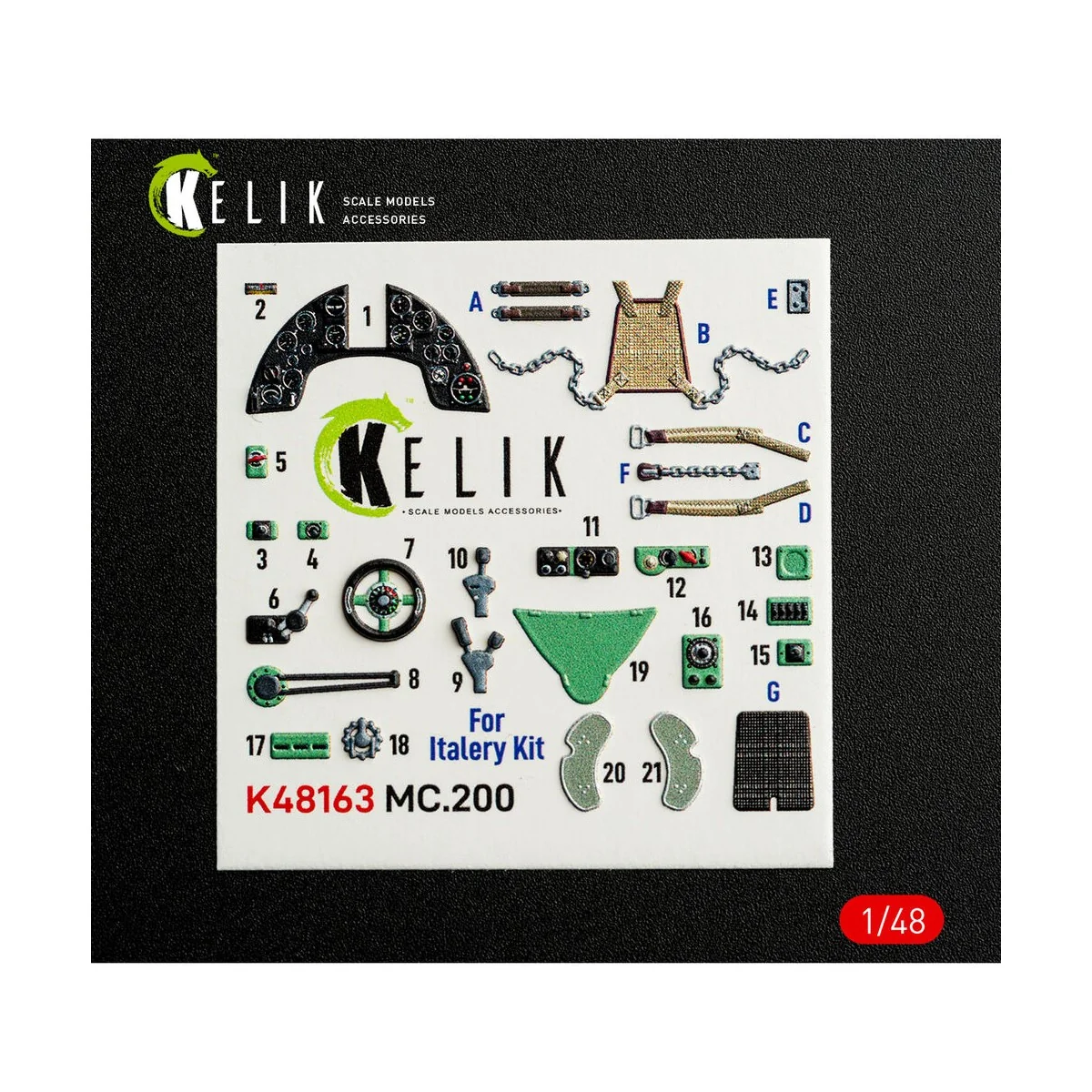 MC.200 - interior 3D decals for Italeri kit, 1/48 - Kelik K48163