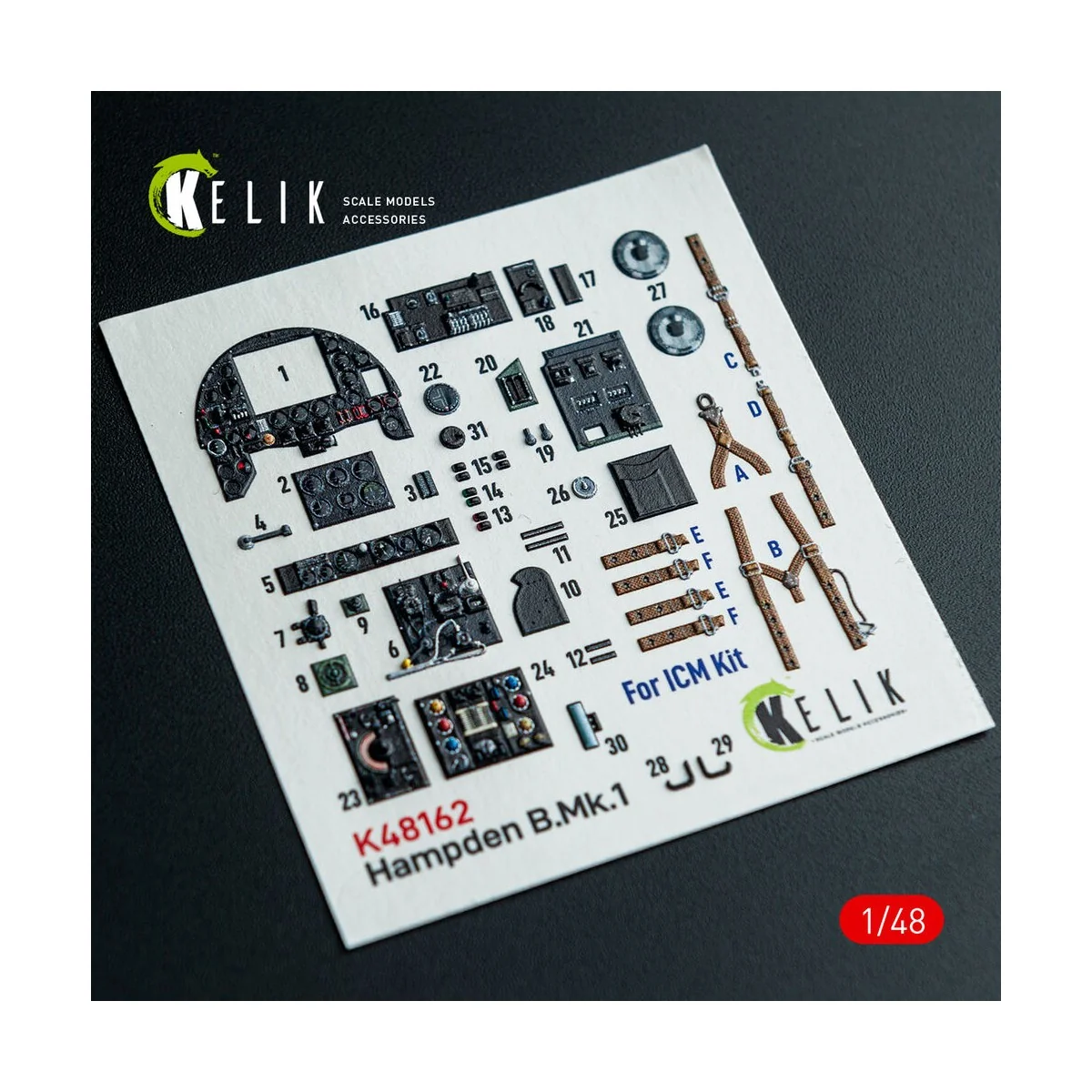 Hampden B.Mk.1 - interior 3D decals for ICM kit, 1/48 - Kelik K48162