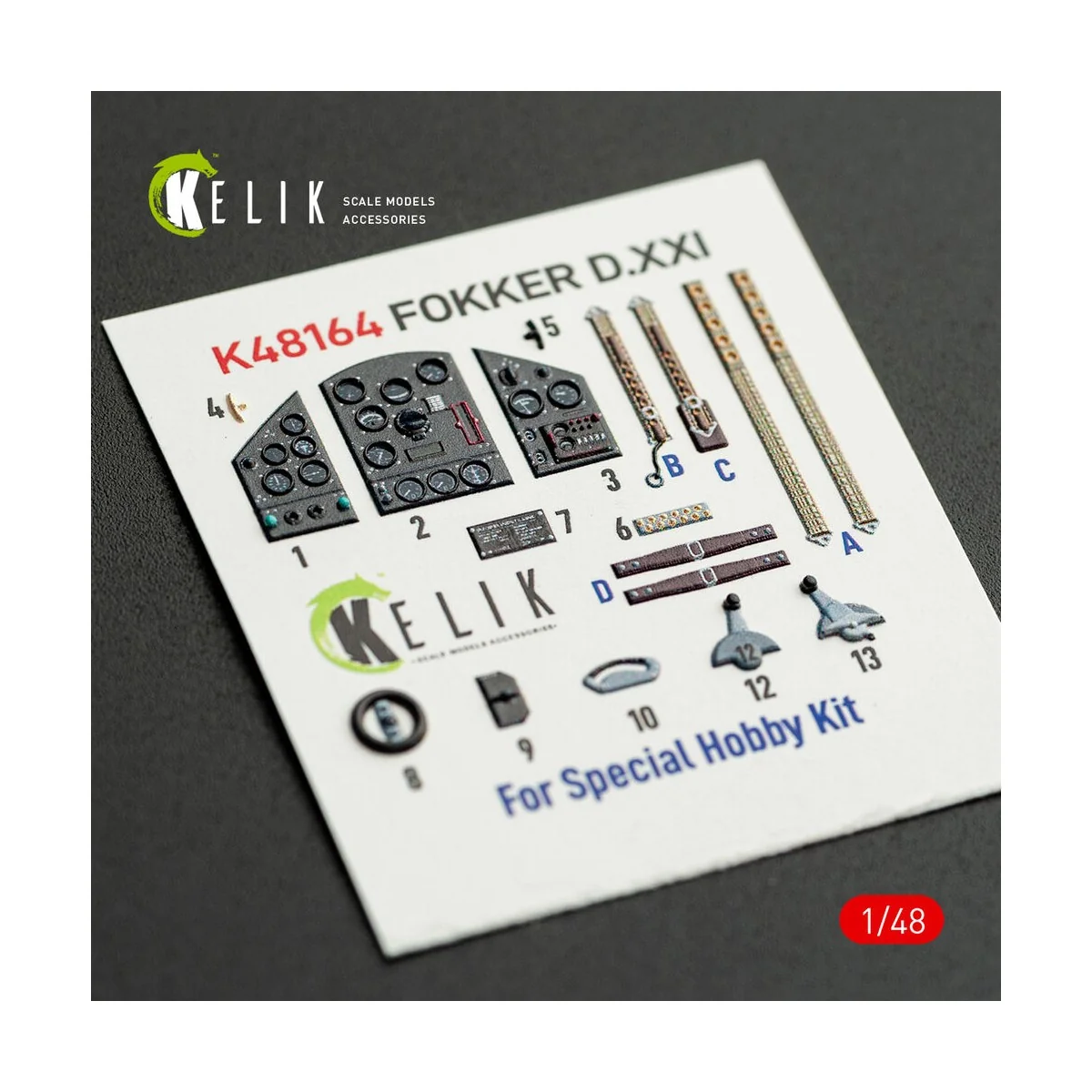 FOKKER D.XXI - interior 3D decals for Special Hobby kit, 1/48 - Kel...