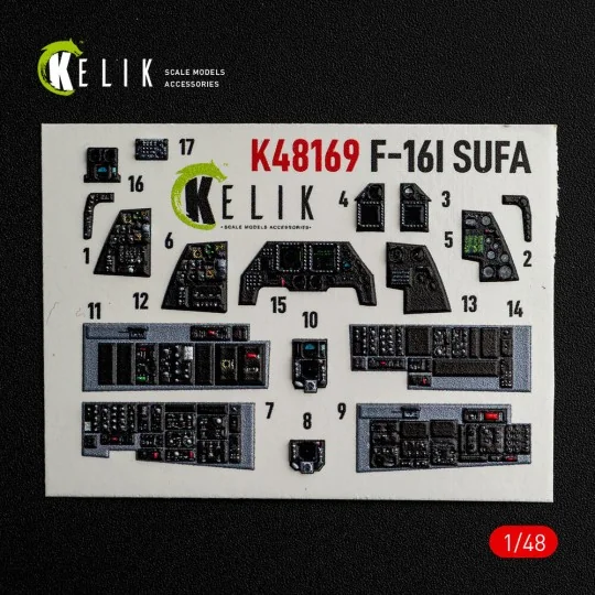 F-16I SUFA - interior 3D decals for GWH kit, 1/48 - Kelik K48169