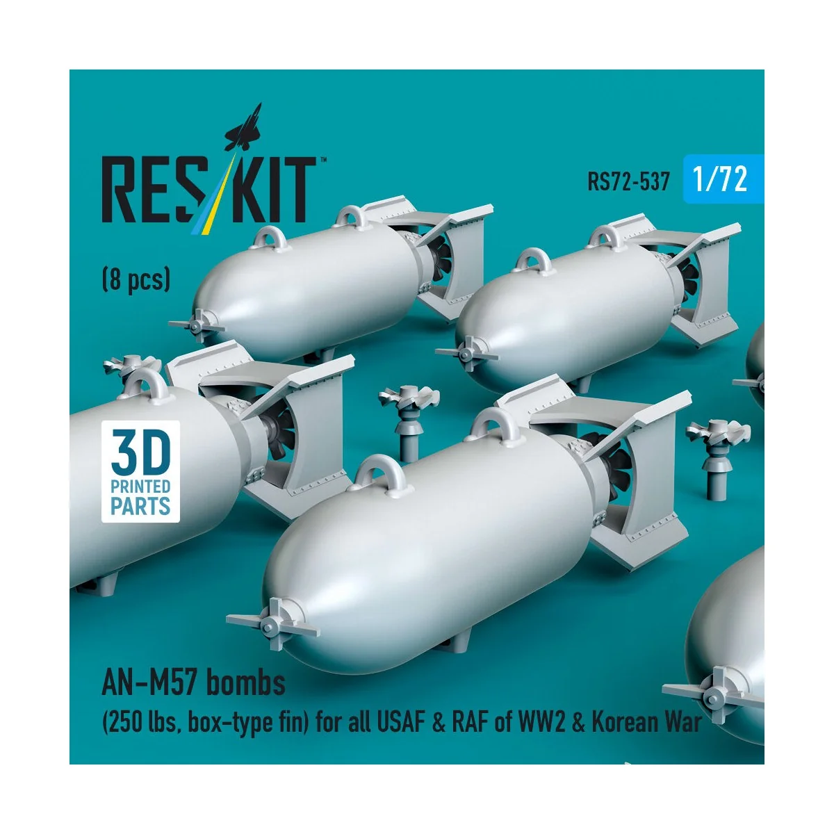 AN-M57 bombs (250 lbs, box-type fin) for all USAF & RAF of WW2 & Ko...
