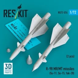 R-98 MR/MT missiles (2 pcs) (Su-11, Su-15, Yak-28) (3D Printed), 1/...