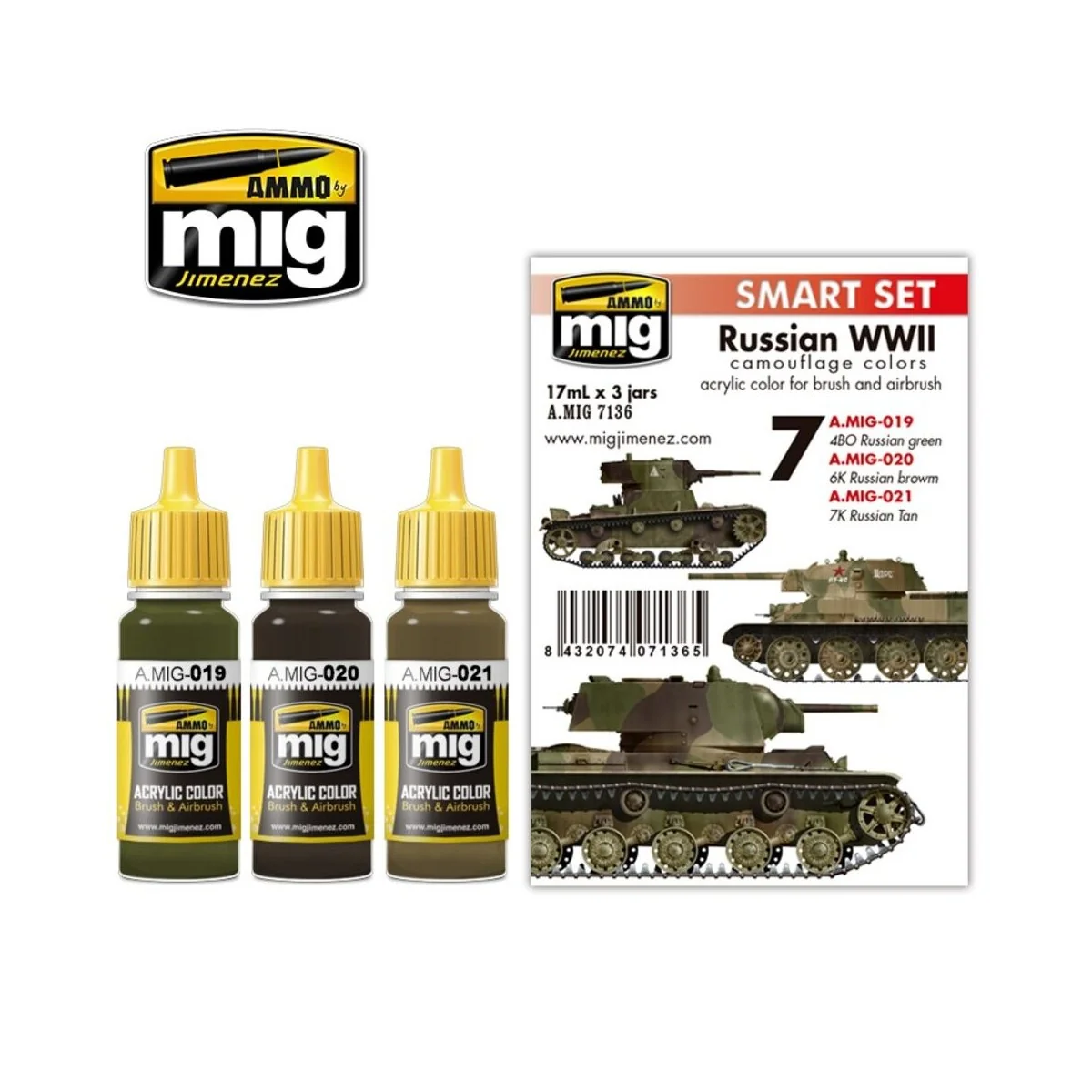 Russian WWII Camouflage Colors - AMMO by MIG Jimenez A.MIG-7136