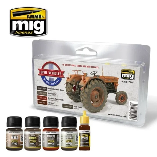 Civil Vehicles Weathering Set - AMMO by MIG Jimenez A.MIG-7145