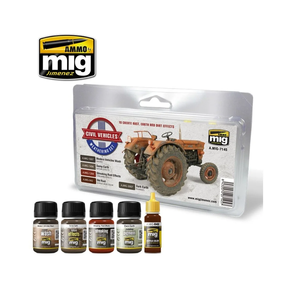 Civil Vehicles Weathering Set - AMMO by MIG Jimenez A.MIG-7145