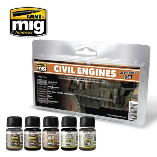 Civil Engines Weathering Set - AMMO by MIG Jimenez A.MIG-7146