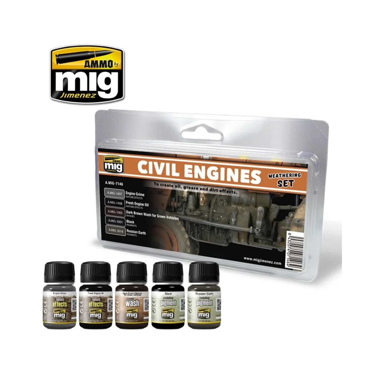 Civil Engines Weathering Set - AMMO by MIG Jimenez A.MIG-7146