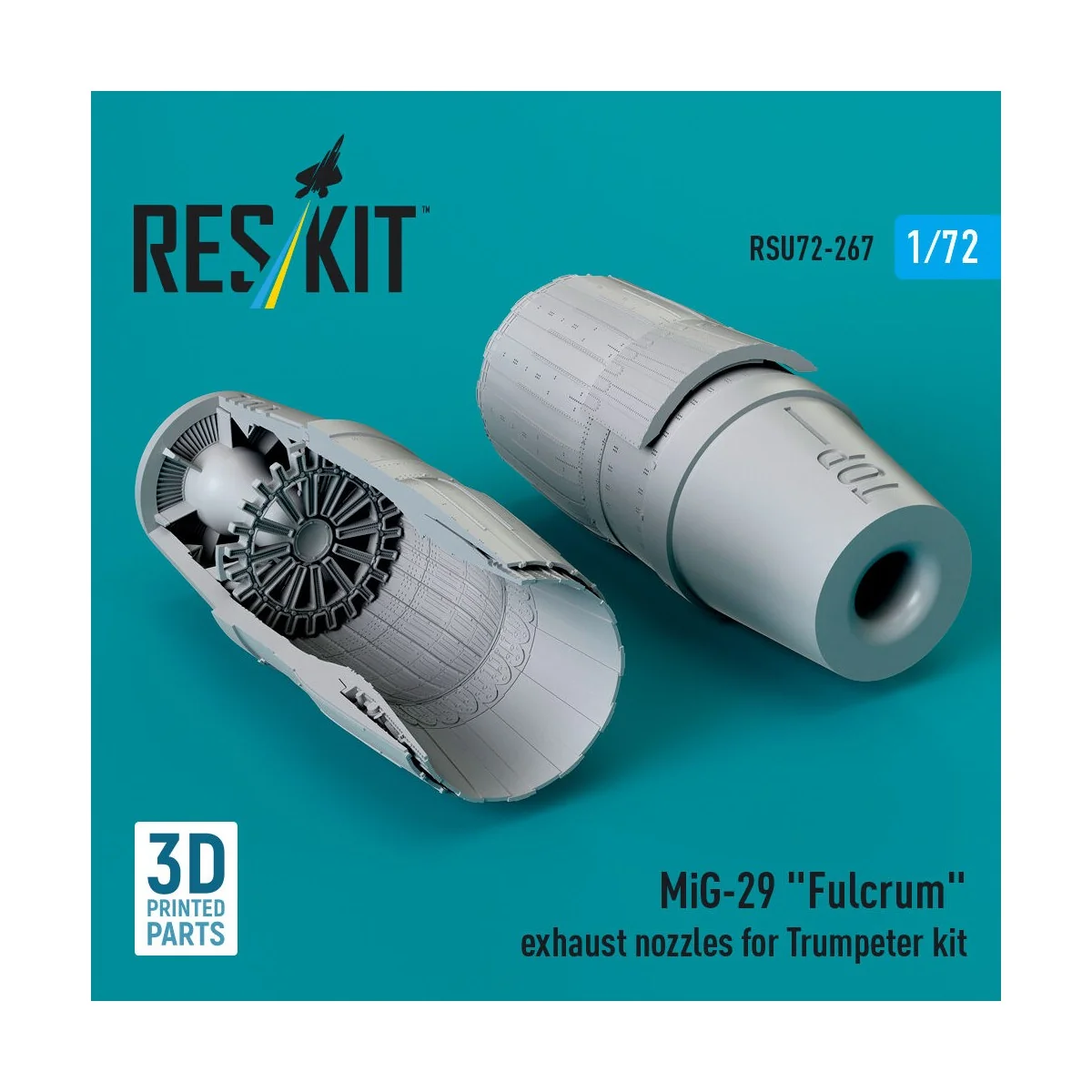 MiG-29 Fulcrum exhaust nozzles for Trumpeter kit (3D Printed), 1/72...