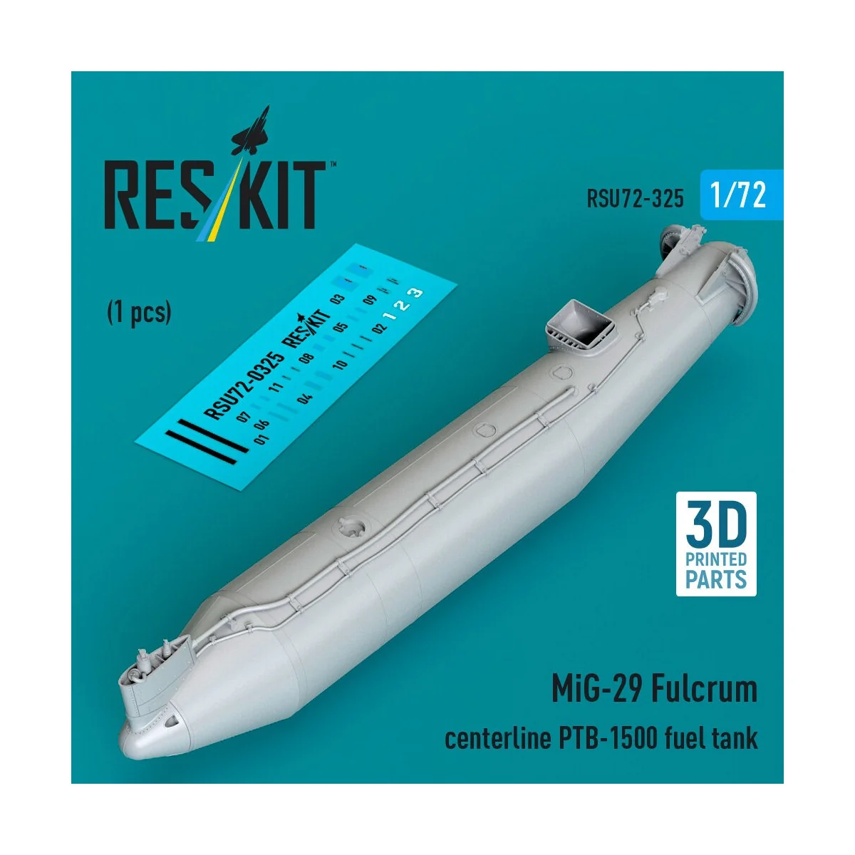 MiG-29 Fulcrum centerline PTB-1500 fuel tank (1 pcs) (3D Printed), ...