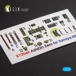 A6M2B Zero - interior 3D decals for Tamiya kit, 1/72 - Kelik K72046