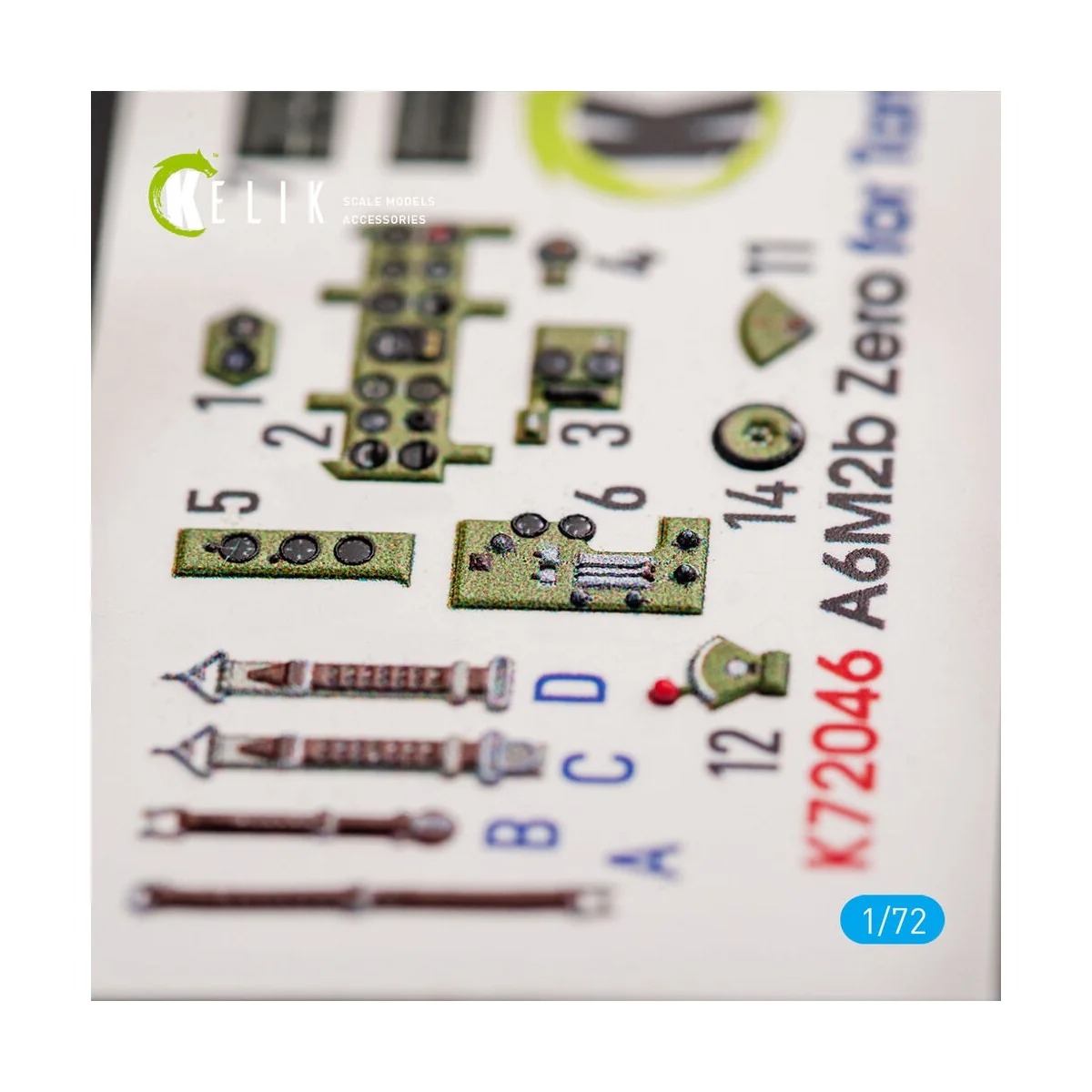 A6M2B Zero - interior 3D decals for Tamiya kit, 1/72 - Kelik K72046