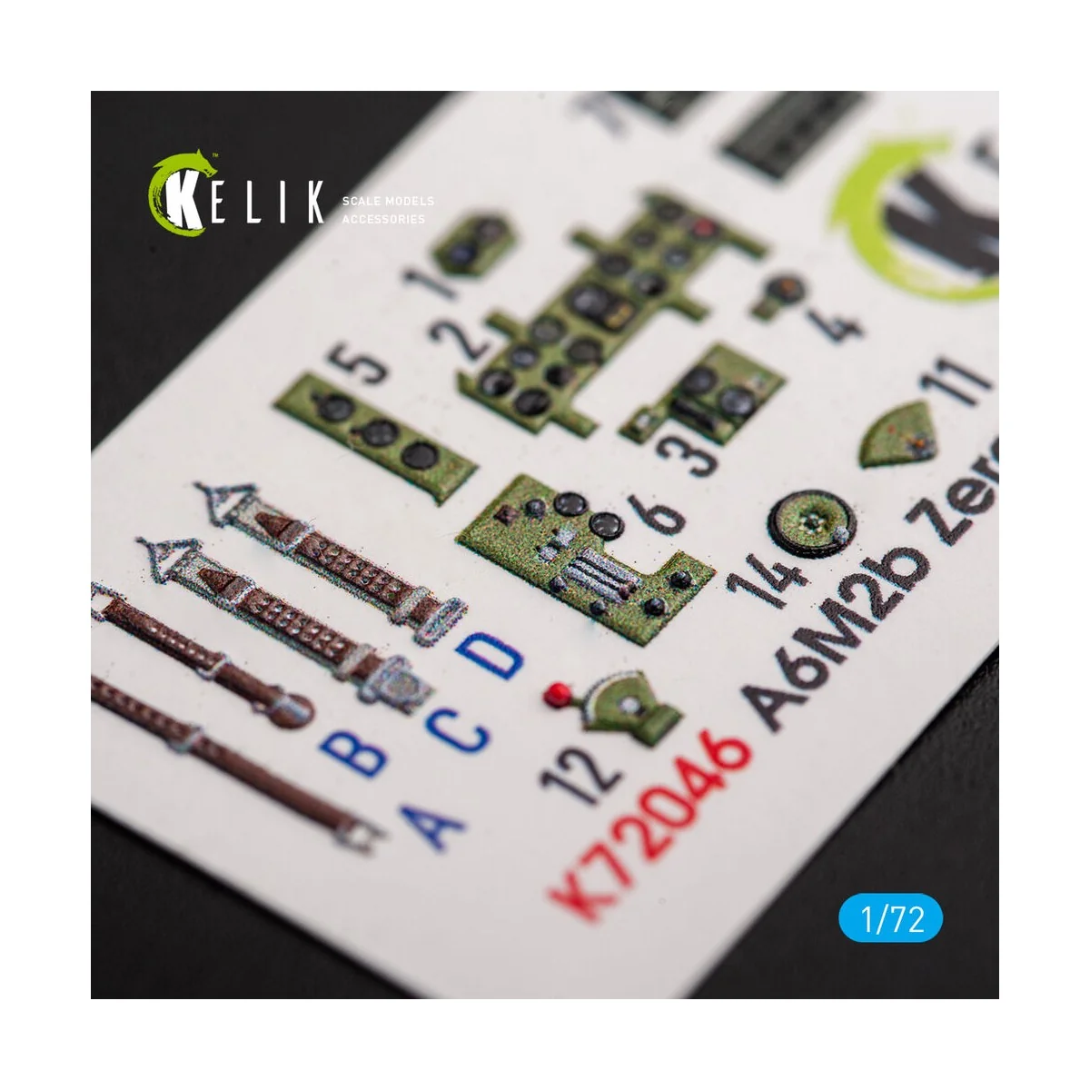 A6M2B Zero - interior 3D decals for Tamiya kit, 1/72 - Kelik K72046