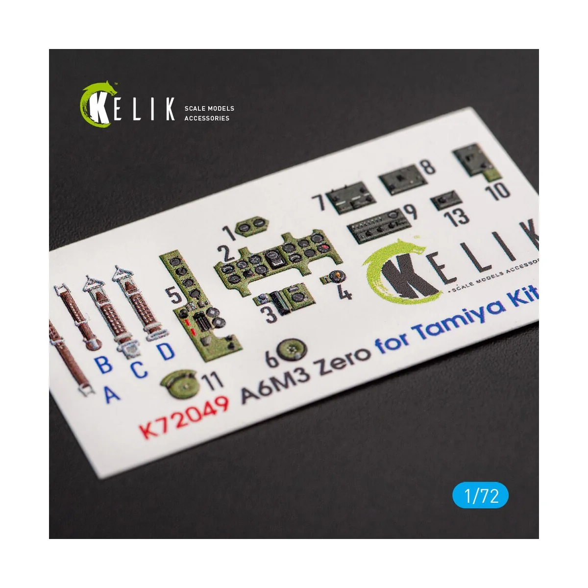 A6M3 Zero - interior 3D decals for Tamiya kit, 1/72 - Kelik K72049