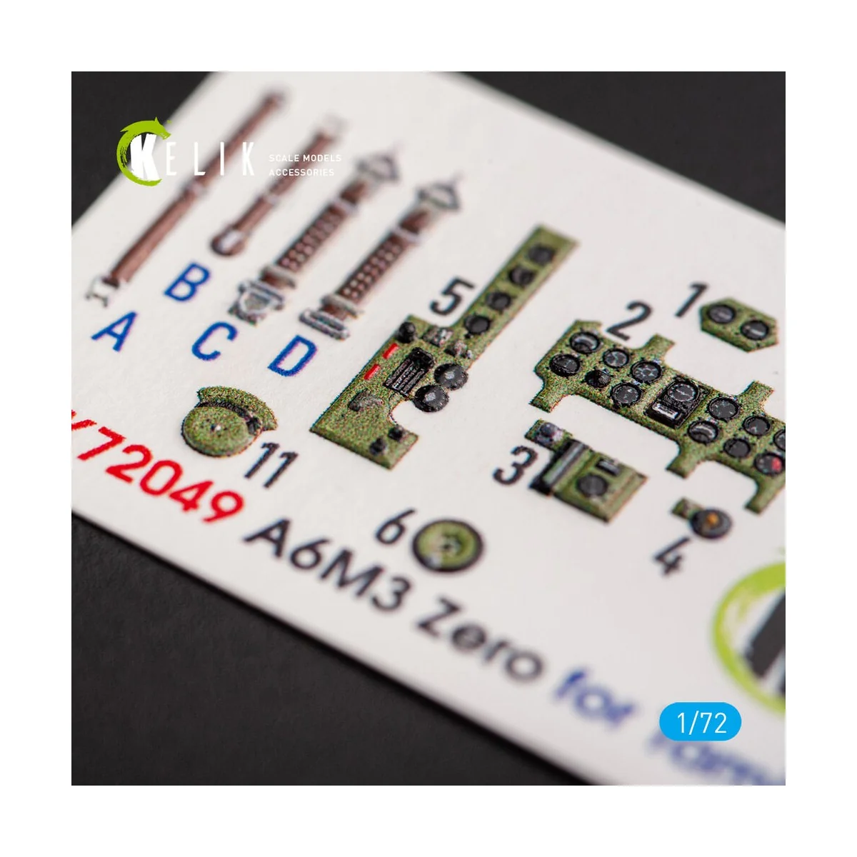 A6M3 Zero - interior 3D decals for Tamiya kit, 1/72 - Kelik K72049