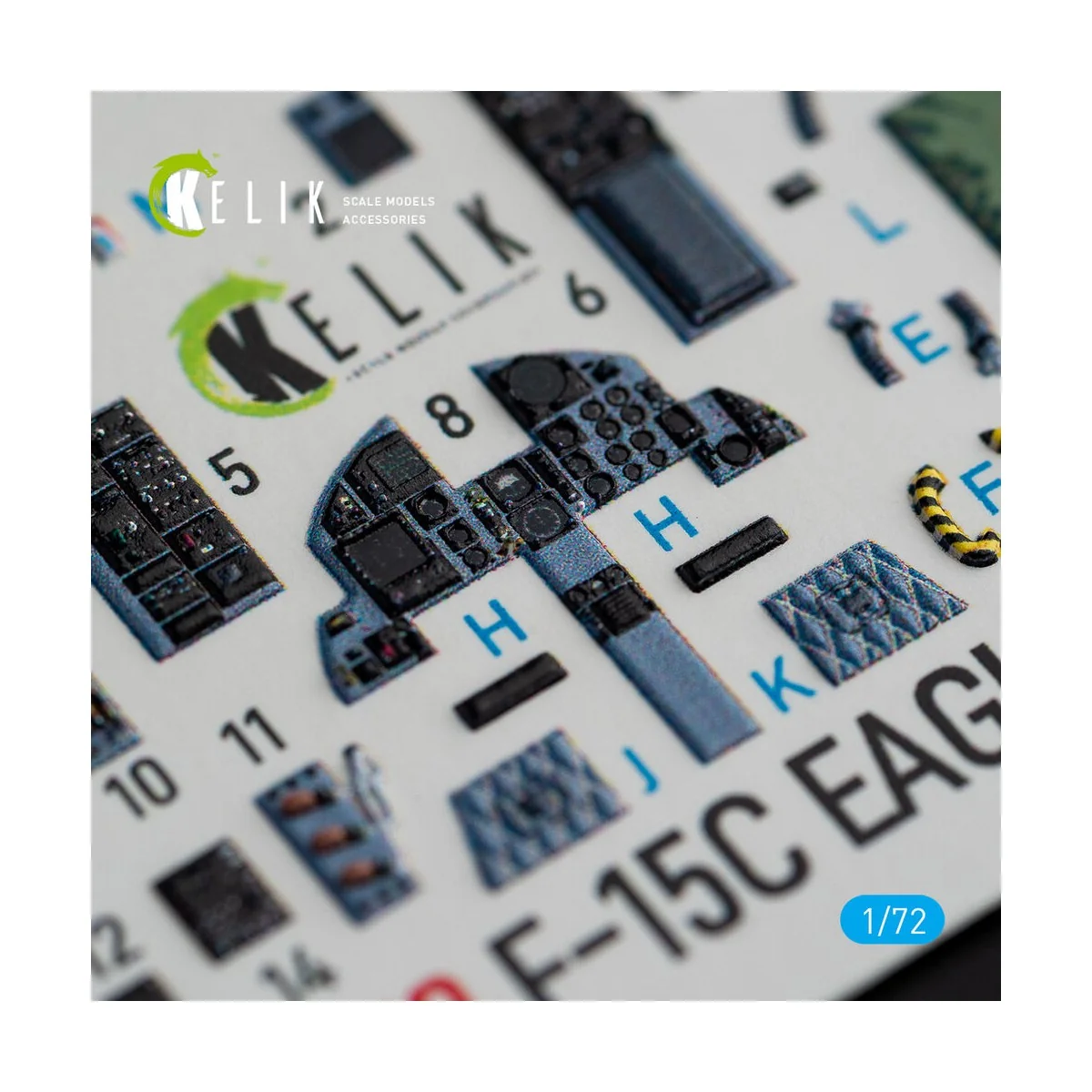 F-15C Strike Eagle interior 3D decals for Hasegawa kit, 1/72 - Keli...