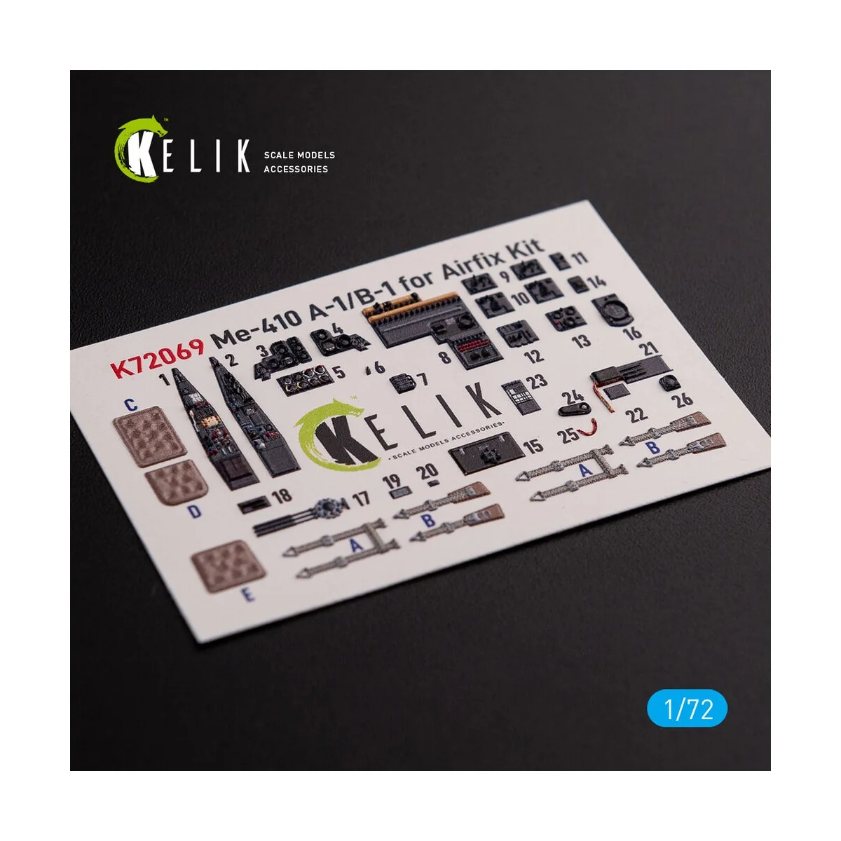 Messerschmitt Me410A-1 interior 3D decals for Airfix kit, 1/72 - Ke...