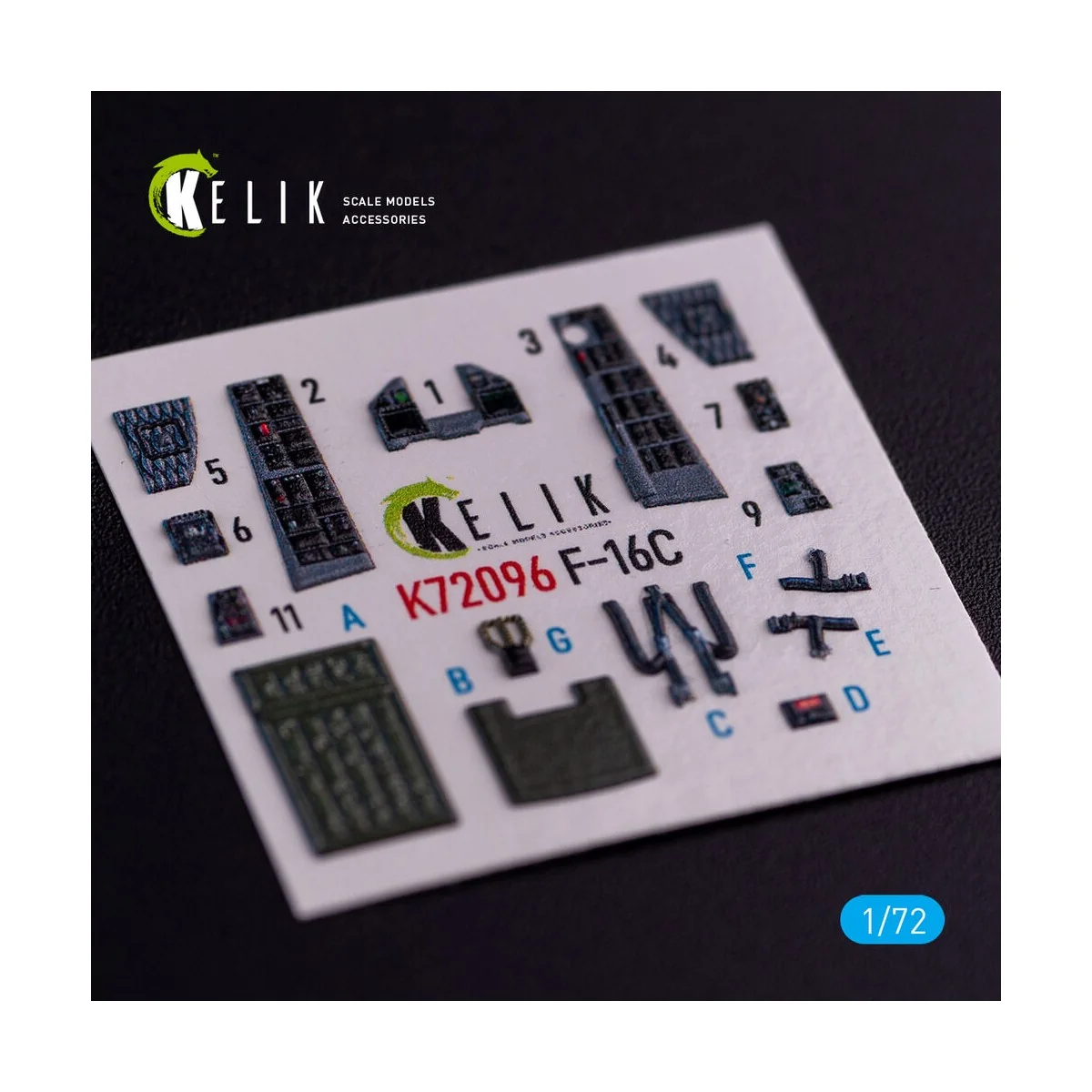 F-16C - interior 3D decals for Hasegawa kit, 1/72 - Kelik K72096