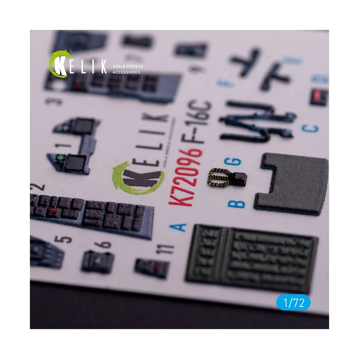 F-16C - interior 3D decals for Hasegawa kit, 1/72 - Kelik K72096