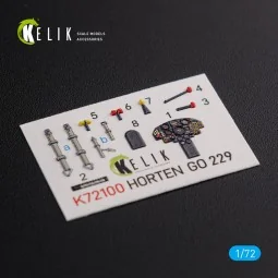 Horten Go 229 interior 3D decals for Revell kit, 1/72 - Kelik K72100