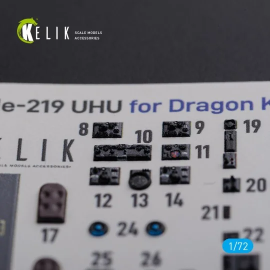 HE-219 UHU interior 3D decals for Dragon kit, 1/72 - Kelik K72104