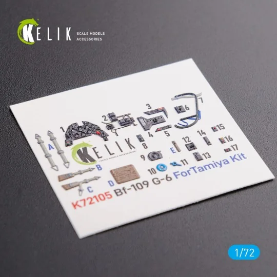 BF109 G-6 interior 3D decals for Tamiya kit, 1/72 - Kelik K72105