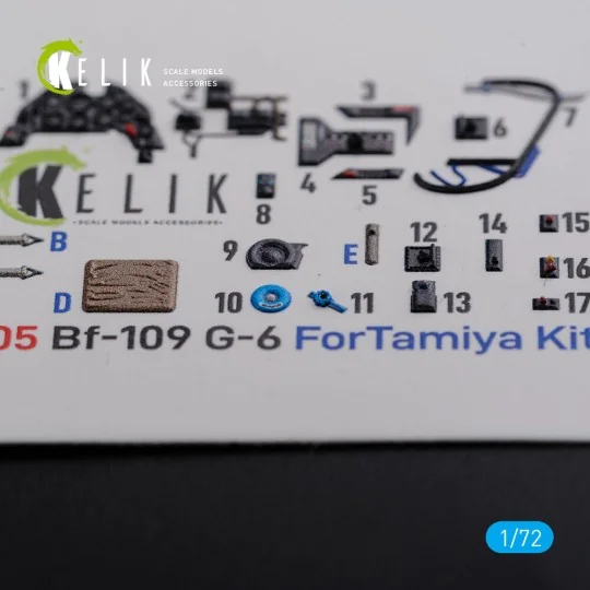 BF109 G-6 interior 3D decals for Tamiya kit, 1/72 - Kelik K72105