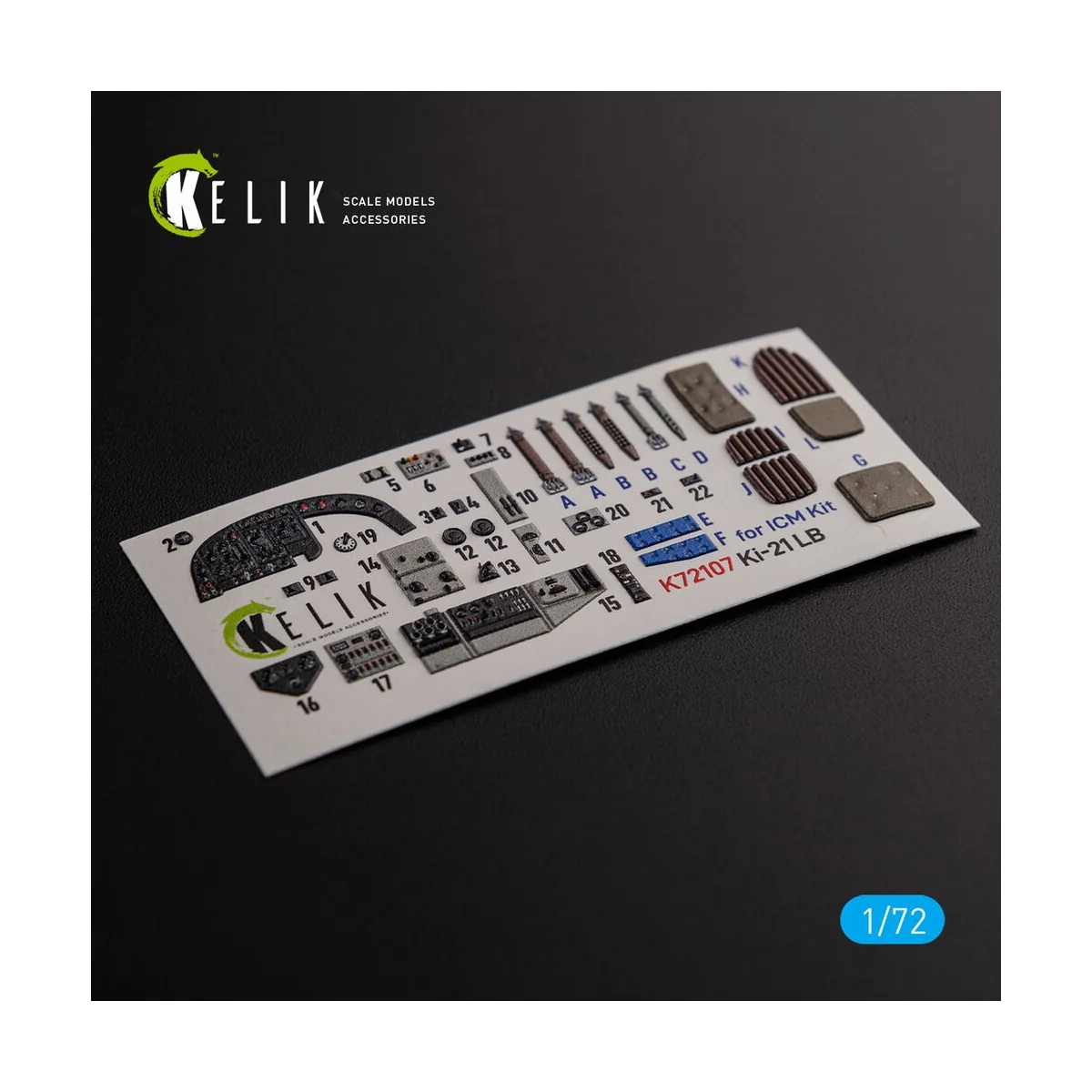 KI-21 interior 3D decals for ICM kit, 1/72 - Kelik K72107