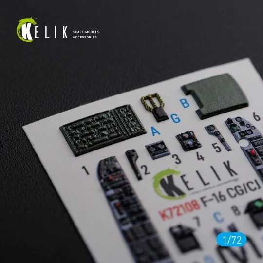F-16 CG/CJ interior 3D decals for Academy kit, 1/72 - Kelik K72108