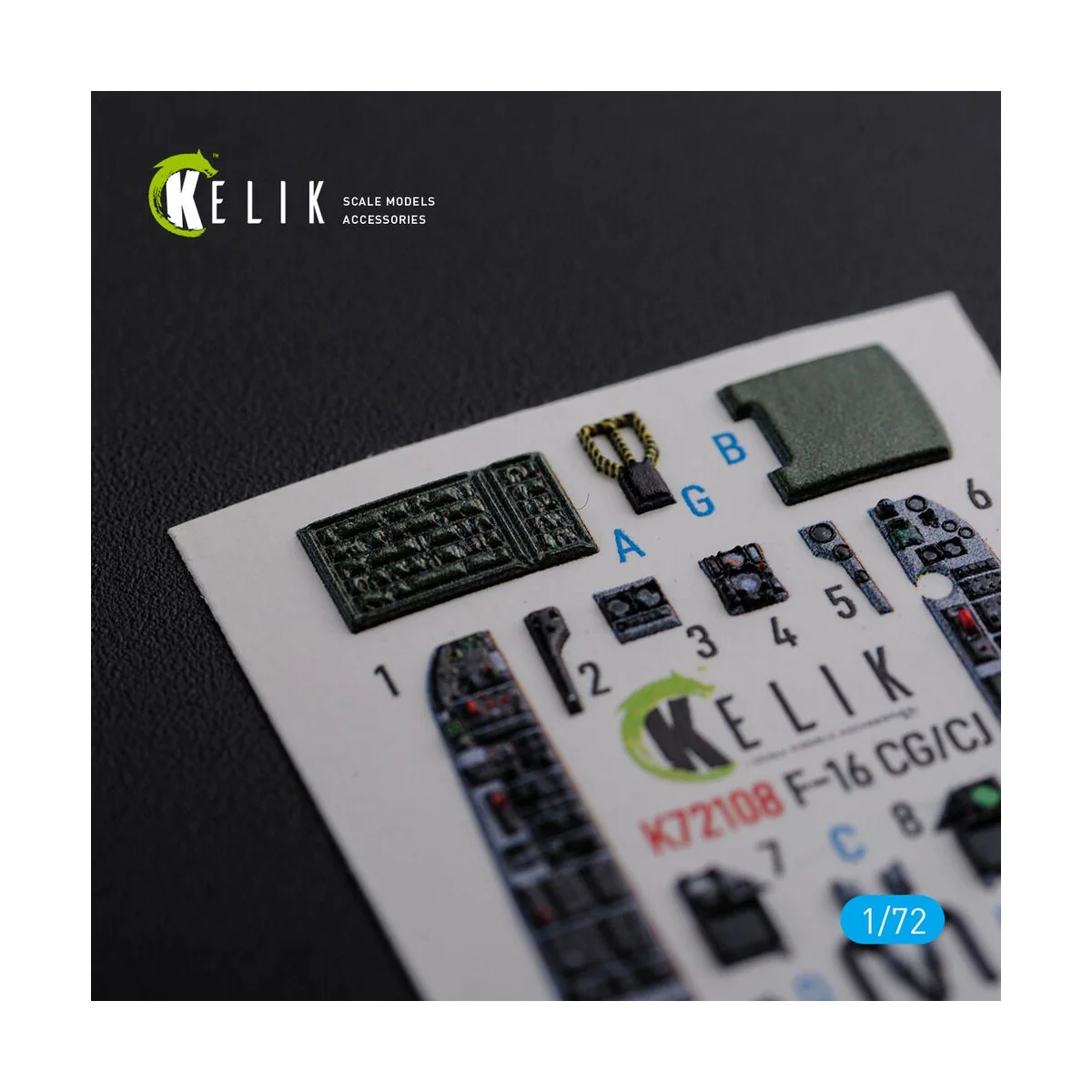 F-16 CG/CJ interior 3D decals for Academy kit, 1/72 - Kelik K72108