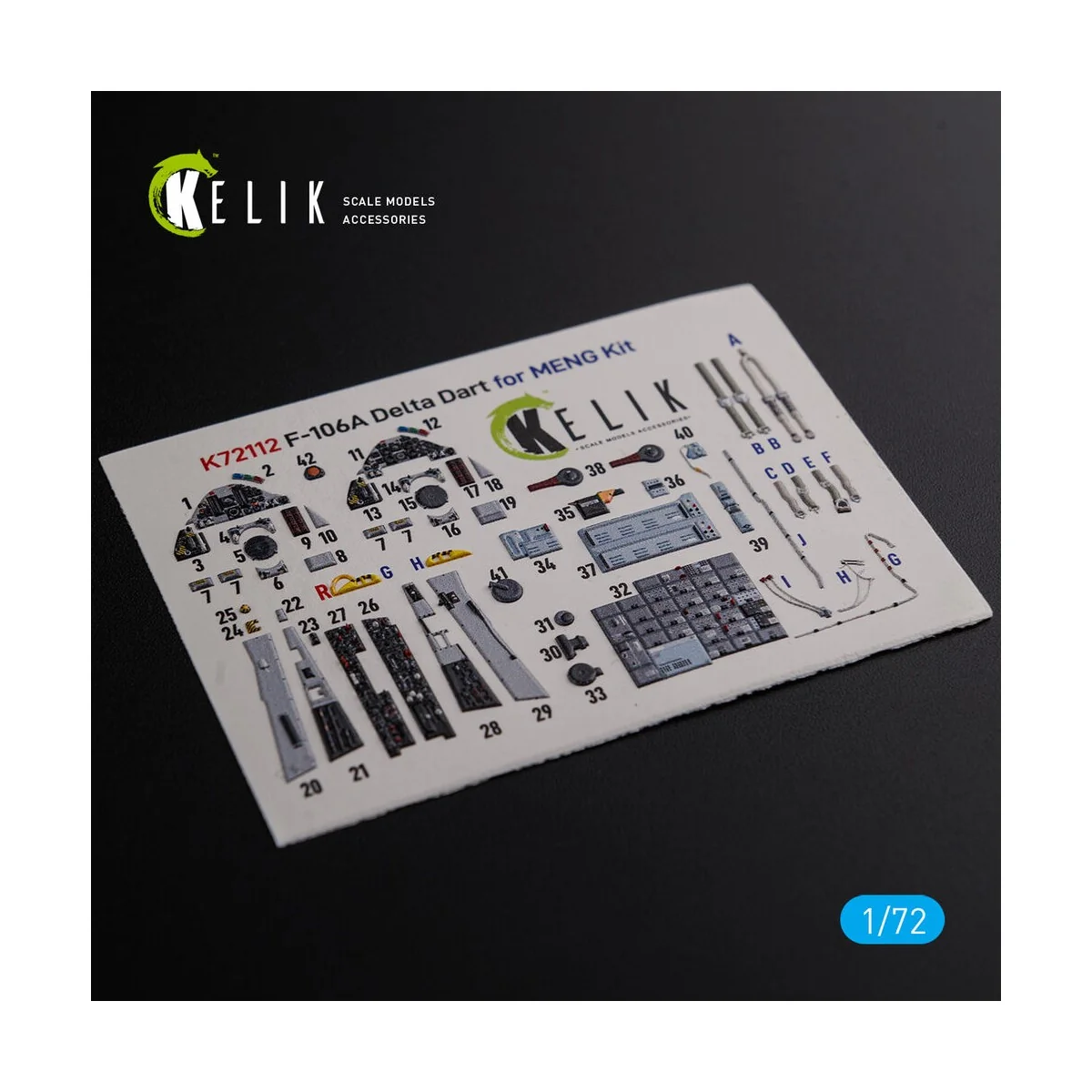 F-106A Delta Dart interior 3D decals for Meng kit, 1/72 - Kelik K72112