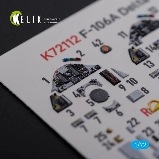 F-106A Delta Dart interior 3D decals for Meng kit, 1/72 - Kelik K72112