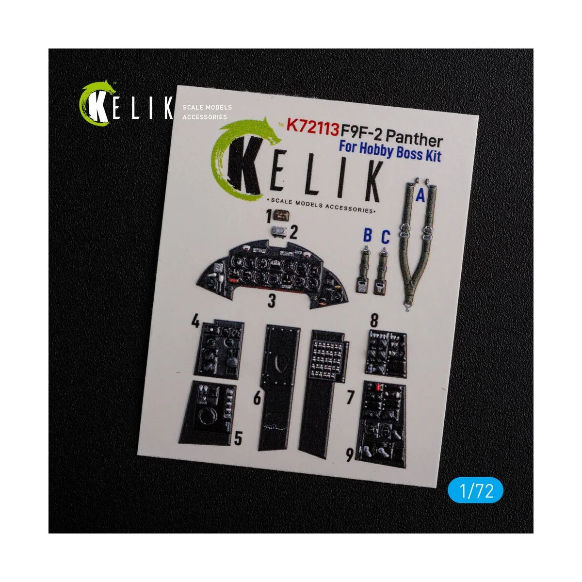 F9F-2 Panther interior 3D decals for HobbyBoss kit, 1/72 - Kelik K7...