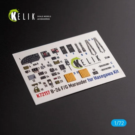 B-26 F/G Marauder - interior 3D decals for Hasegawa kit, 1/72 - Kel...