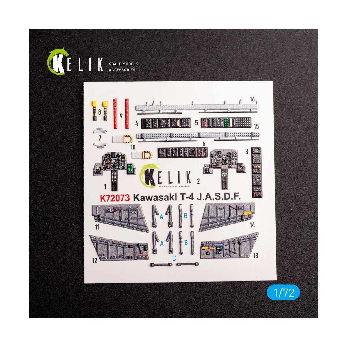 Kawasaki T-4 - interior 3D decals for Hasegawa kit, 1/72 - Kelik K7...