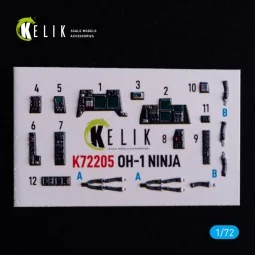 OH-1 NINJA - interior 3D decals for Aoshima kit, 1/72 - Kelik K72205