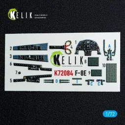 F-8E Crusader - interior 3D decals for Academy kit, 1/72 - Kelik K7...