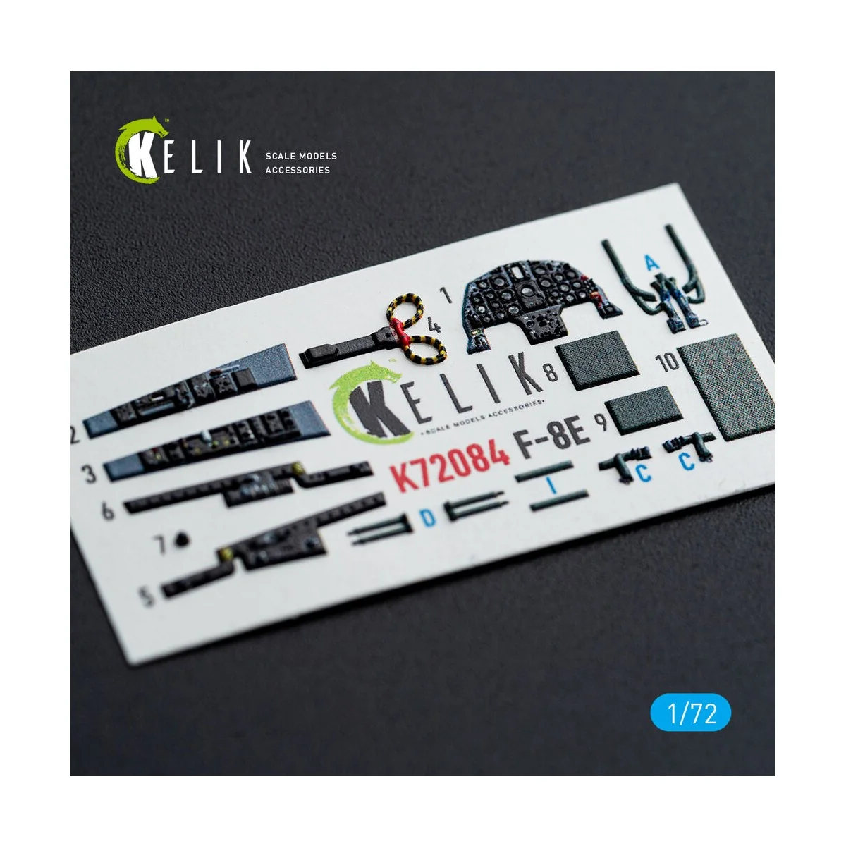 F-8E Crusader - interior 3D decals for Academy kit, 1/72 - Kelik K7...