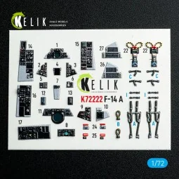 F-14A Tomcat - interior 3D decals for Academy kit, 1/72 - Kelik K72222