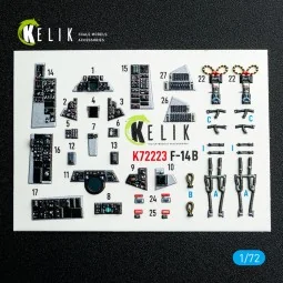F-14B Tomcat - interior 3D decals for Academy kit, 1/72 - Kelik K72223