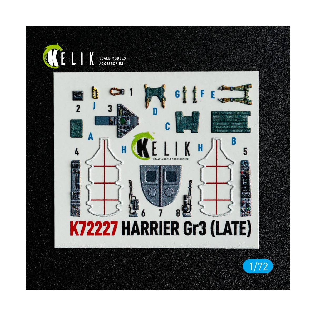 Harrier Gr3 (Late)- interior 3D decals for Italeri kit, 1/72 - Keli...
