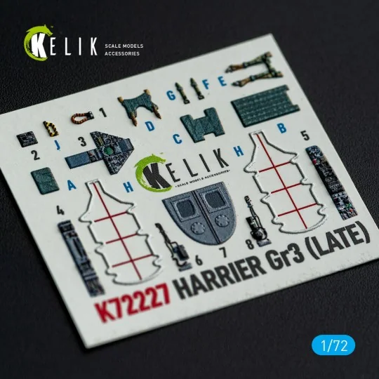 Harrier Gr3 (Late)- interior 3D decals for Italeri kit, 1/72 - Keli...