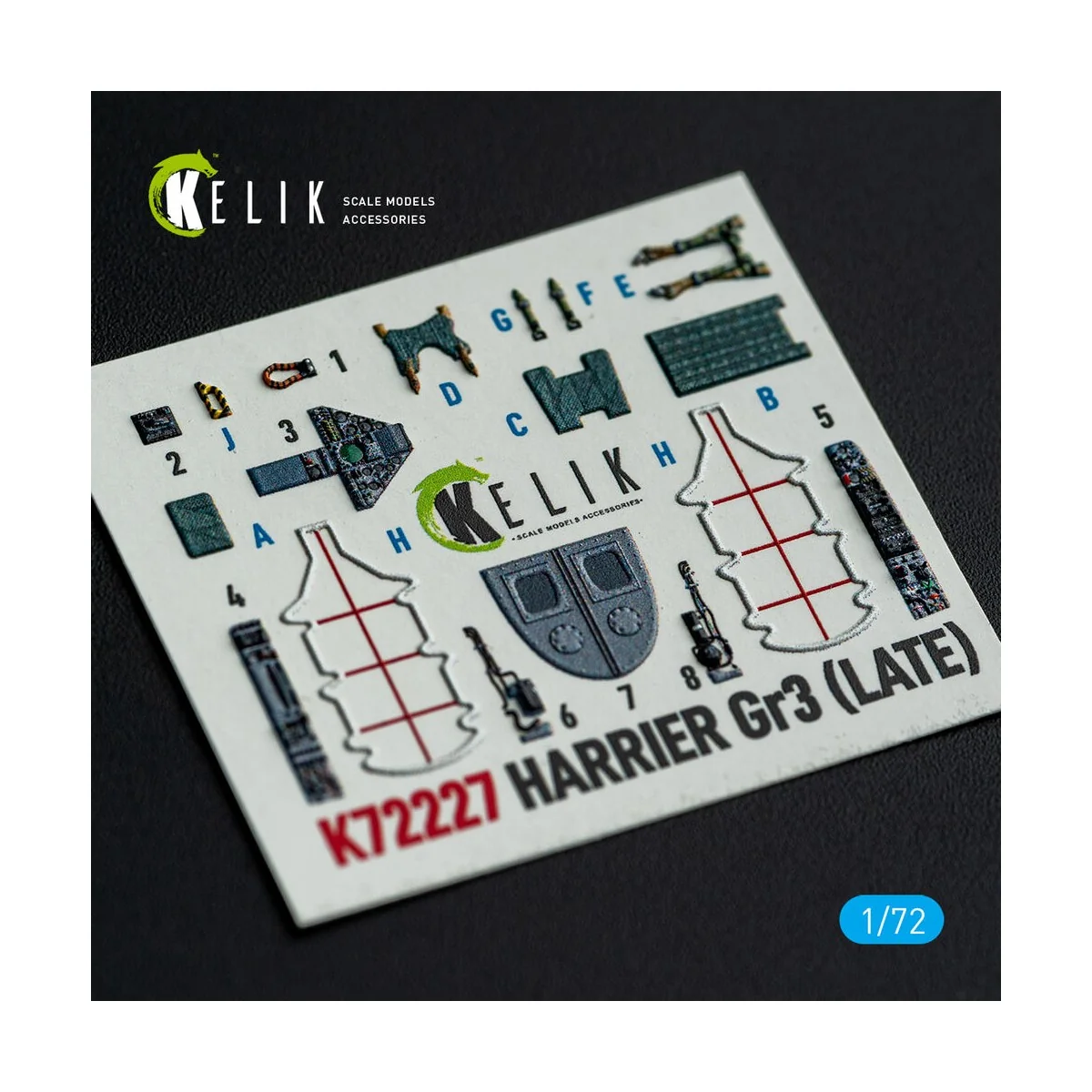 Harrier Gr3 (Late)- interior 3D decals for Italeri kit, 1/72 - Keli...