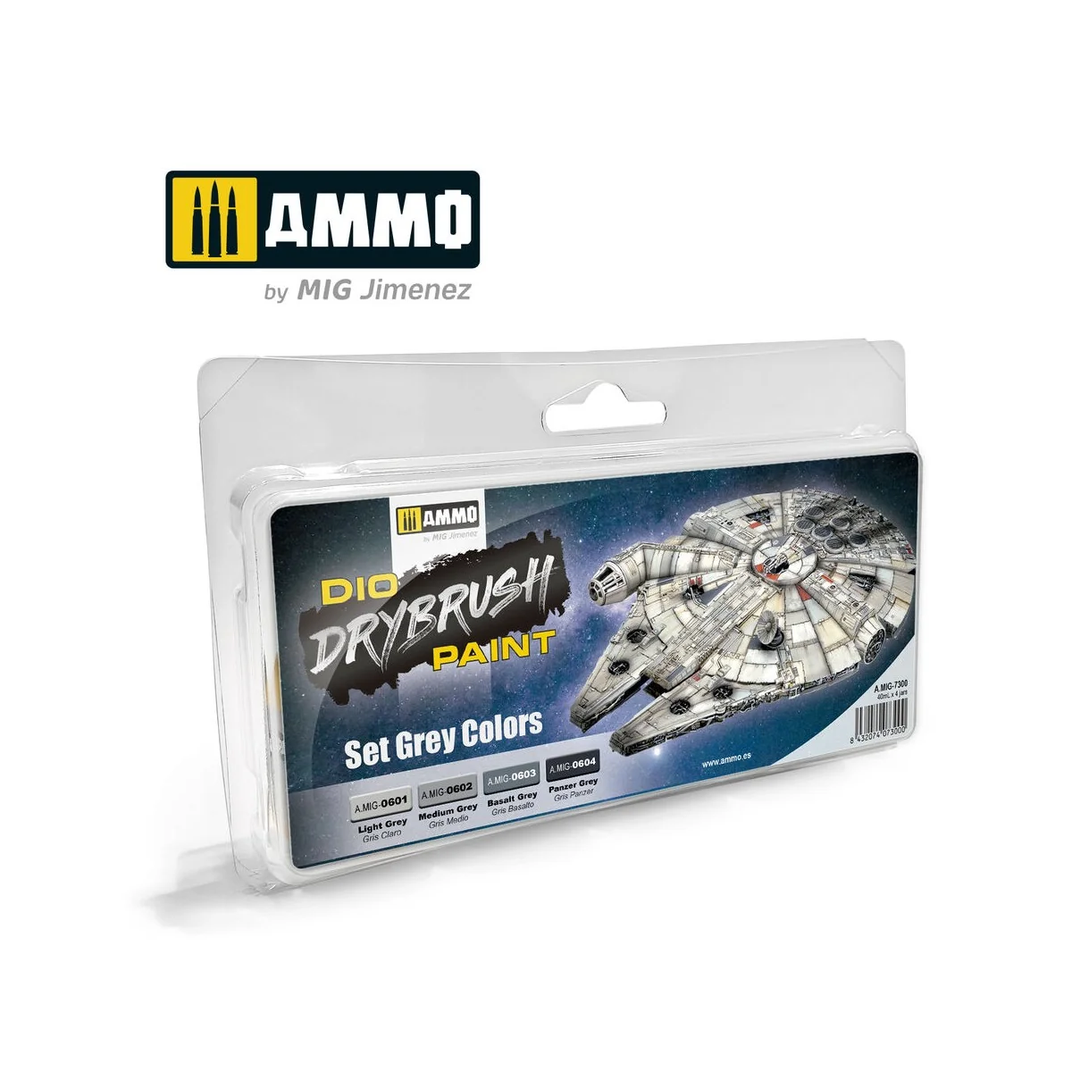 DRYBRUSH Set Grey Colors - AMMO by MIG Jimenez A.MIG-7300