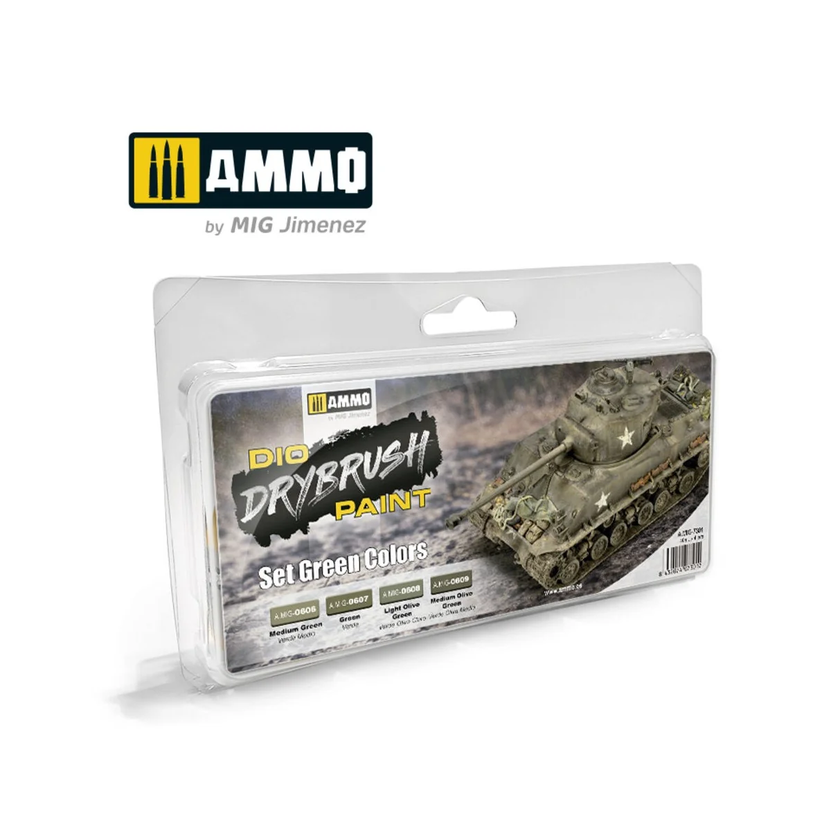 DRYBRUSH Set Green Colors - AMMO by MIG Jimenez A.MIG-7301