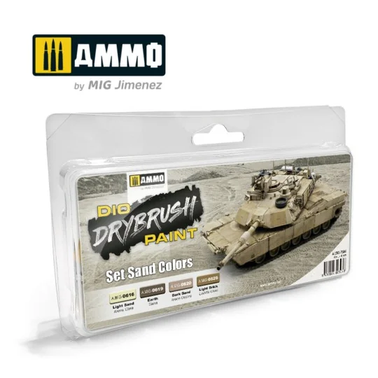 DRYBRUSH Set Sand Colors Set - AMMO by MIG Jimenez A.MIG-7304 DRYBRUSH Set Sand Colors Set - AMMO by MIG Jimenez A.MIG-7304